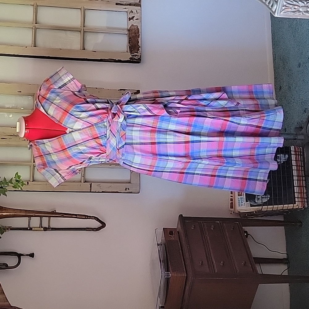 Eshakti rainbow plaid cotton dress xl 16